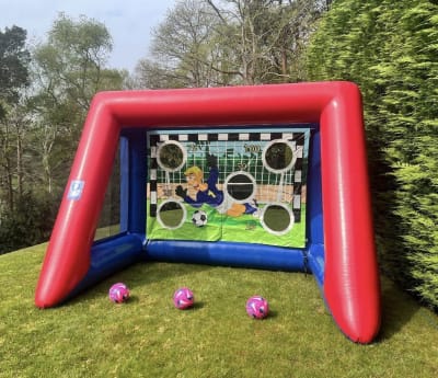 Penalty Shootout (Red & Blue), a inflatable game for hire from Elmbridge Inflatables