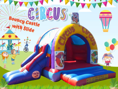 Circus Bouncy Castle with Slide 15x18ft from Have A Bounce