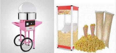 Popcorn wamer and candy floss machine package, a party package for hire from Kidz Smile