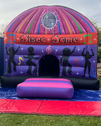 Disco Dome Castle complete with Bluetooth speaker and disco light system, a disco dome for hire from Bounce and Play Surrey & Sussex