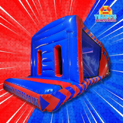 Red & Blue Fun Run, a assault course for hire from Tilley's Bouncy Castles and Soft Play Hire