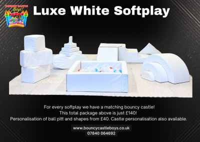 Luxe White Softplay, a soft play set for hire from Bouncy Castle Boys