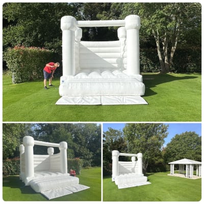 *NEW* Family Bouncy Castle Pastel White Wedding Castle - (INSIDE/OUTSIDE), a bouncy castle for hire from Bromley Bouncy Castles