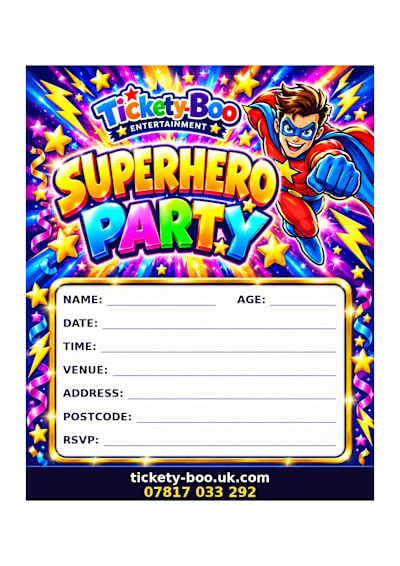 Superhero Party printable party invitation