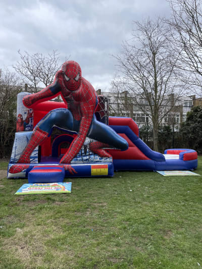 Spider-man bounce n slide, a bounce and slide combo for hire from Let's Make Memories