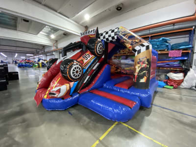 Racing Car Bounce n Slide, a bounce and slide combo for hire from Bouncy Mania