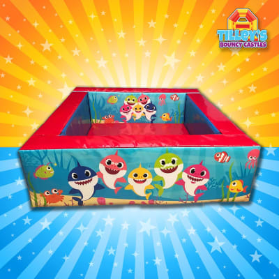 Baby Shark Ball Pool, a soft play set for hire from Tilley's Bouncy Castles and Soft Play Hire