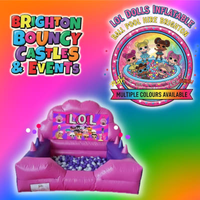 Lol Dolls Inflatable Ball Pool, a soft play set for hire from Brighton Bouncy Castles