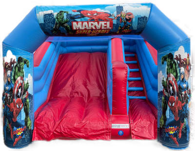 Superhero Tots Slide, a inflatable slide for hire from Epic Inflatables & Soft Play Hire