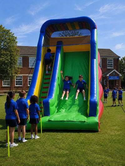 Rainbow Mega Slide hire, a inflatable slide for hire from Funday Entertainment