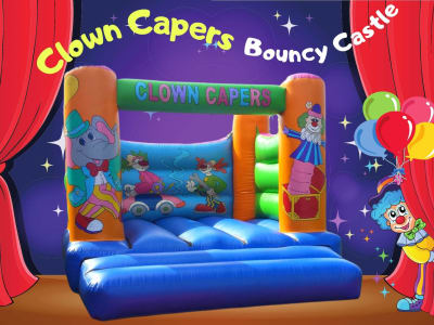 Clown Capers Bouncy Castle 13x12ft, a bouncy castle for hire from Have A Bounce
