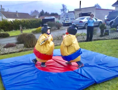 Kids Sumo Suits, a inflatable game for hire from Jumping Jacks Bouncy Castles