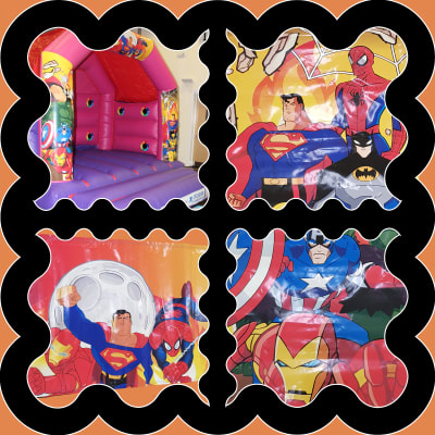 (BC-4) "Marvel Super Heroes" Pink & Purple Themed Bouncy Castle, a bouncy castle for hire from KiDz Parties LLP