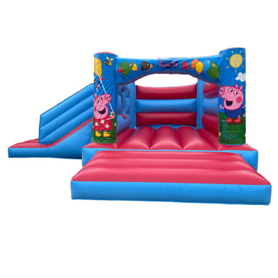Peppa H Frame Bounce and Slide, a bounce and slide combo for hire from Chloe's Castles