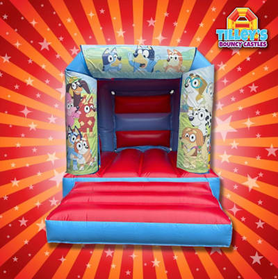 Bluey Slim Blue, a bouncy castle for hire from Tilley's Bouncy Castles and Soft Play Hire