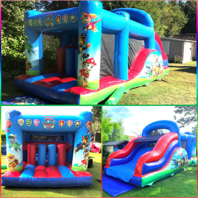 Obstacle Fun Run & Slide Paw Patrol 🐾, a assault course for hire from BJ's Bouncy Castles & Soft Play Hire