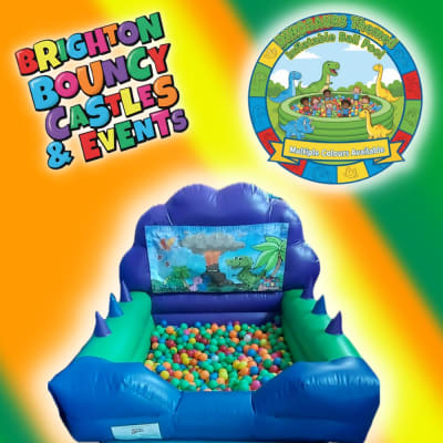 Dinosaurs Themed Inflatable Ball Pool, a soft play set for hire from Brighton Bouncy Castles