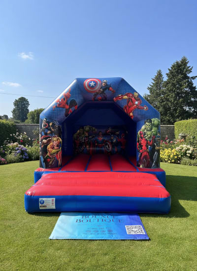 Super Hero Bouncy Castle 12X12Ft, a bouncy castle for hire from The Bounce Boutique