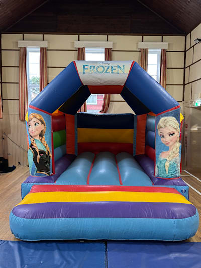 Frozen theme (Multicoloured Castle ), a bouncy castle for hire from Bounce N Fun