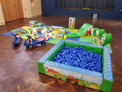 Silver farmyard soft play package, a party package for hire from Abc Party Hire