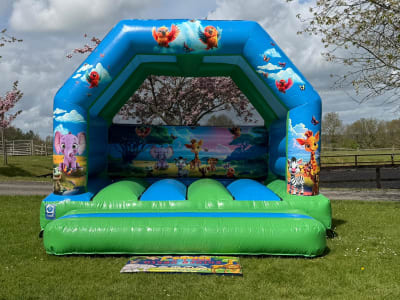 Bouncy Castle Baby Jungle themed 15ft x 15ft, a toddler inflatable for hire from 1st Choice Inflatables