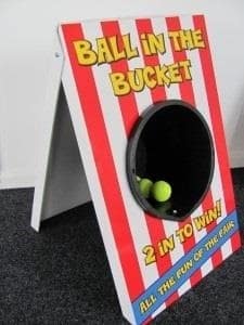 Ball in the Bucket Side Stall Game, a inflatable game for hire from Abc Party Hire