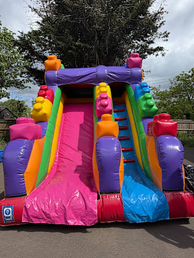 Lego Slide 8ft Platform, a inflatable slide for hire from Elmbridge Inflatables