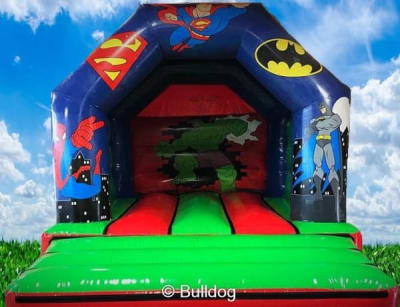 Superhero Bouncy Castle (12 x 14), a bouncy castle for hire from Cookes Castles