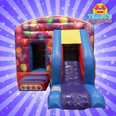 Balloons Bounce & Slide Bouncy Castle, a bounce and slide combo for hire from Tilley's Bouncy Castles and Soft Play Hire