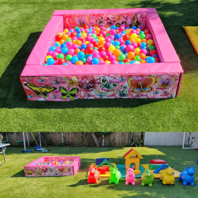 BUTTERFLIES PINK BALL PIT & SOFT PLAY EQUIPMENT SET, a soft play set for hire from All Bounce Surrey