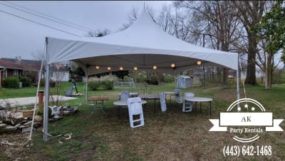 20x20 Tent With Round Tables & Chairs