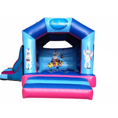 Teddy Bouncer Single Slide, a bounce and slide combo for hire from Jumping Jacks