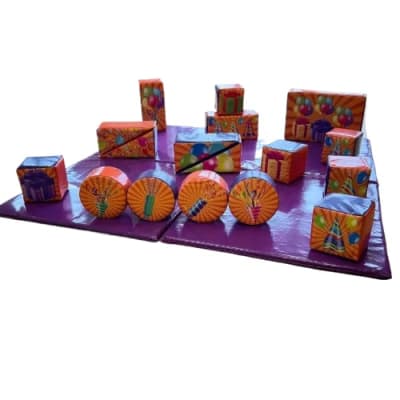 multicoloured softplay, a soft play set for hire from Bounce Mania