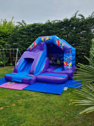 Blue Party Slide Combo, a bounce and slide combo for hire from Every Bounce Counts