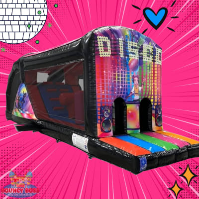 Disco Fun Run, a assault course for hire from Bouncy Boss