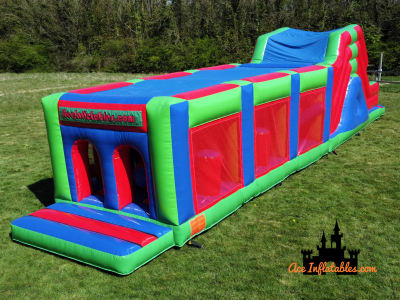 50ft Red, Blue and Green Assault Course, a assault course for hire from Ace Inflatables