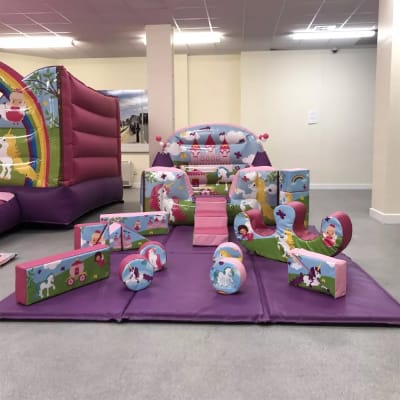 Magical unicorn soft play, a soft play set for hire from Croydon Bouncy Castles
