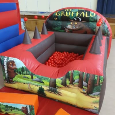 Gruffalo ball pool, a soft play set for hire from Bounce About Sussex