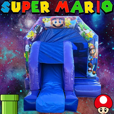 12ft x 18ft Supermario Slide Character Bouncy Cast, a bounce and slide combo for hire from Bouncy Castle Boys