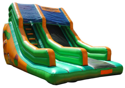15 x 22ft Jungle Super Slide Bouncy Castle, a bounce and slide combo for hire from JV Bouncy Castle Hire