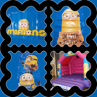 (BC-5) "Minions" Pink & Purple Themed Bouncy Castle, a bouncy castle for hire from KiDz Parties LLP