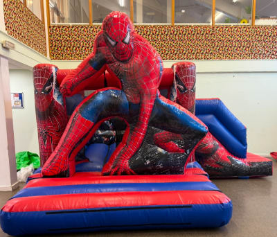 3D Spider Man Theme Bouncy, a bouncy castle for hire from SK Hire Events