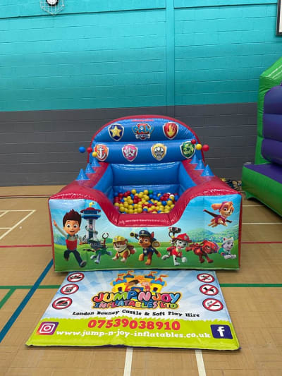 Paw Patrol Air Juggler With Ball Pool, a soft play set for hire from Jump N Joy Inflatables