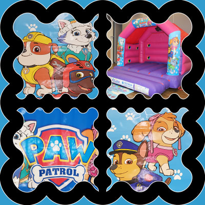 (BC-7) "Paw Patrol" Pink & Purple Themed Bouncy Castle, a bouncy castle for hire from KiDz Parties LLP