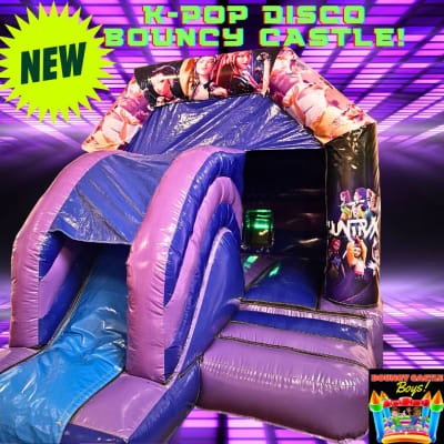 12ft x 18ft K-Pop character slide bouncy castle, a bounce and slide combo for hire from Bouncy Castle Boys