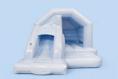 Pastel Blue Bounce N Slide, a bounce and slide combo for hire from Croydon Bouncy Castles