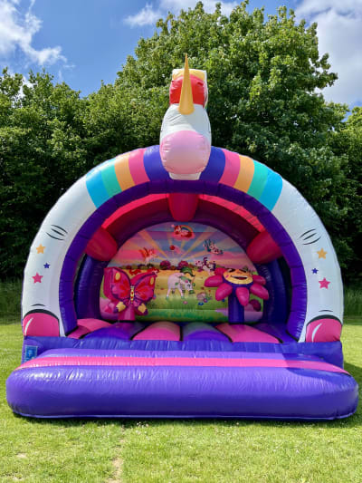 3D Unicorn Bouncy Castle (12 x 13), a bouncy castle for hire from Cookes Castles