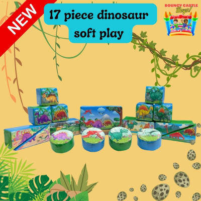 17 piece Dinosaur Softplay, a soft play set for hire from Bouncy Castle Boys
