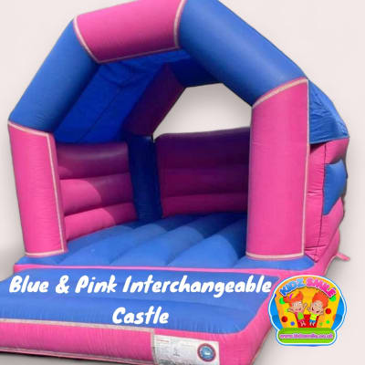 Blue and pink castle (plain), a bouncy castle for hire from Kidz Smile