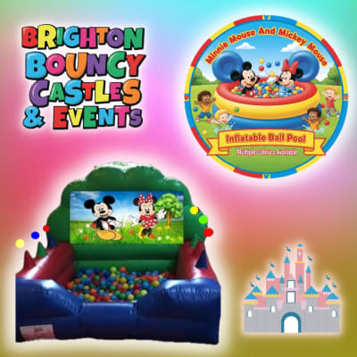 Minney Mouse And MIckey Mouse Inflatable Ball Pool, a soft play set for hire from Brighton Bouncy Castles